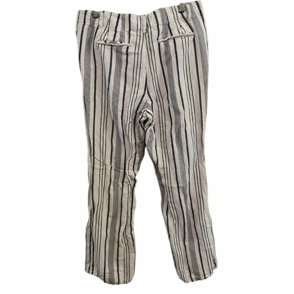 Ann Taylor Loft Pants Womens Size 10 Blue|White Striped Linen BlendBeach Summer